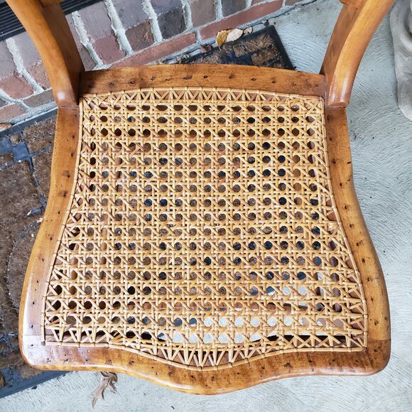 Vintage Ladder Back Wood Cane Seat Accent Chair - Picture 3 of 14